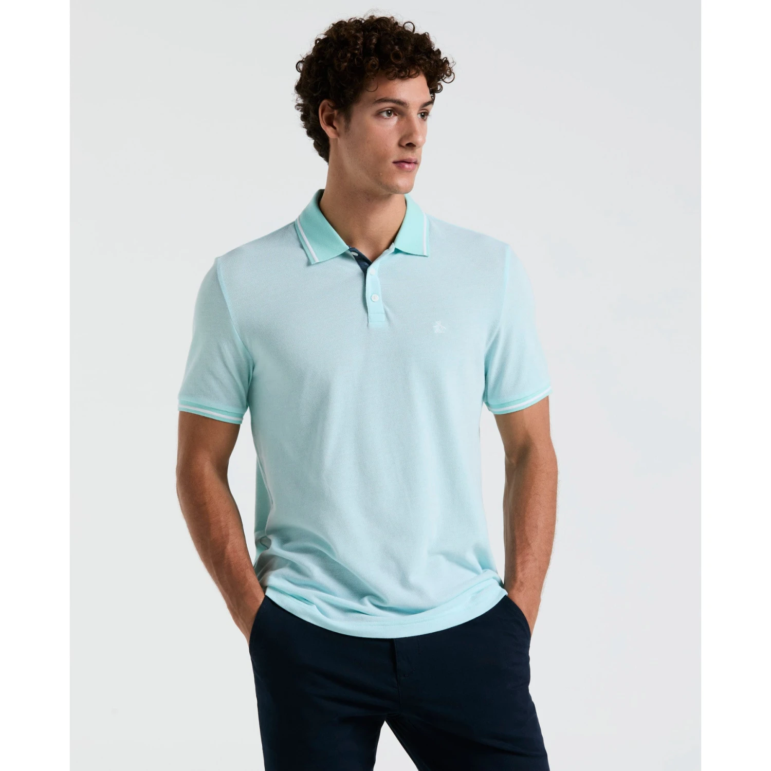 Original Penguin Birdseye Pique Tipped Polo Shirt In Blue Tint(Birdseye Pique Tipped Polo Shirt Blue Ocksb510gp 459) 1 Original Penguin Birdseye Pique Tipped Polo Shirt In Blue Tint(Birdseye Pique Tipped Polo Shirt Blue Ocksb510gp 459)