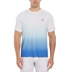 Original Penguin Ombre Tennis Ball Performance Tennis T-Shirt In Bright White(Ombre Tennis Ball Performance Short Sleeve Tennis T Shirt White O1kse013gg 118)